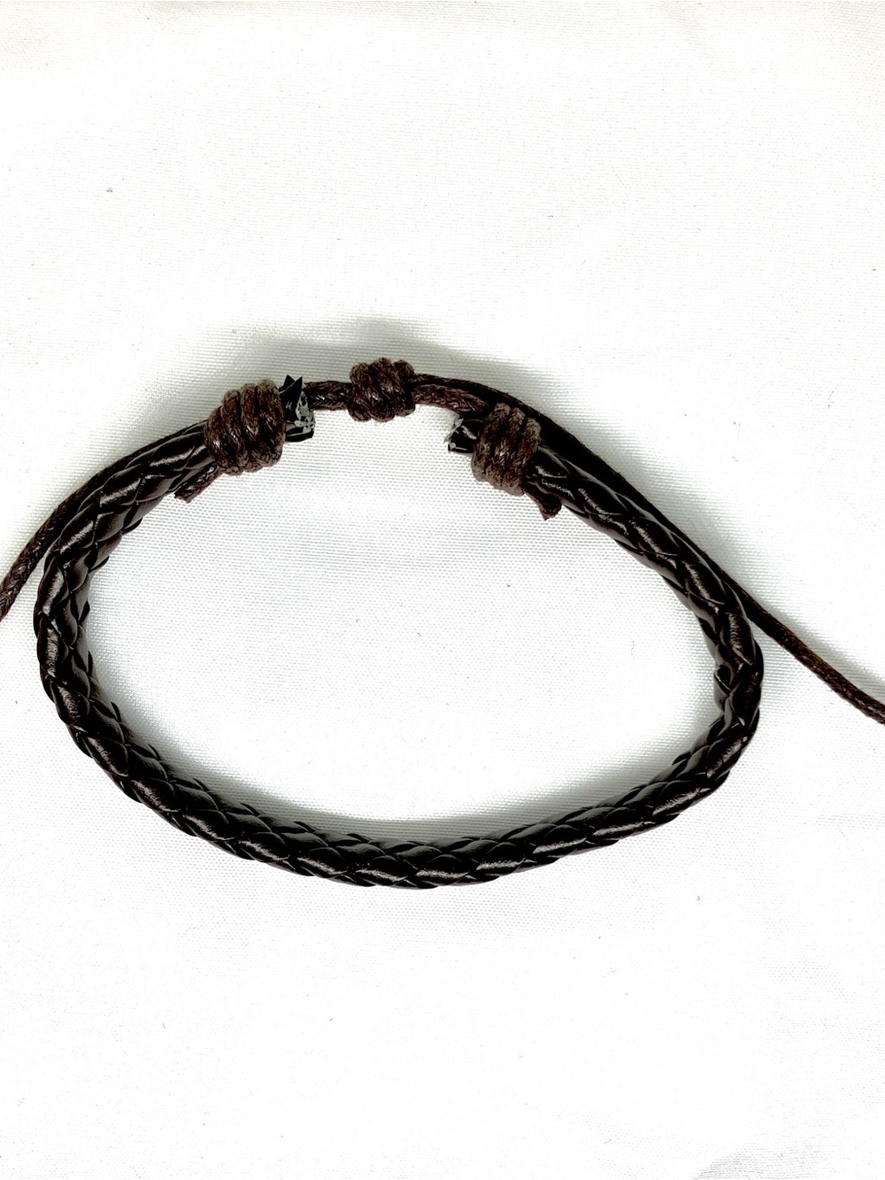 Braided Leather Adjustable Bracelet - Dark Brown